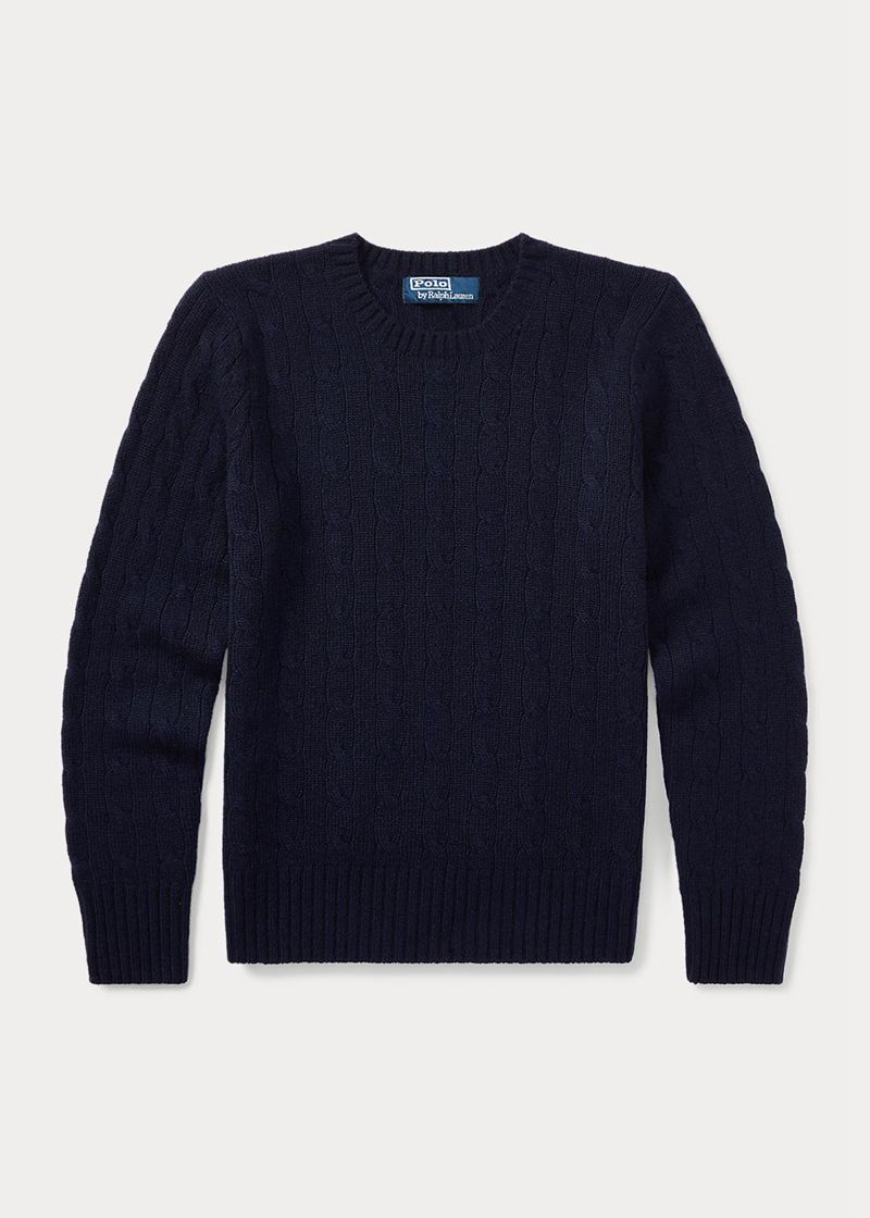 Sueter Ralph Lauren Niño 6-14 Años The Iconic Cable-Knit Cashmere Jumper Chile Azul Marino XUIZC-7546